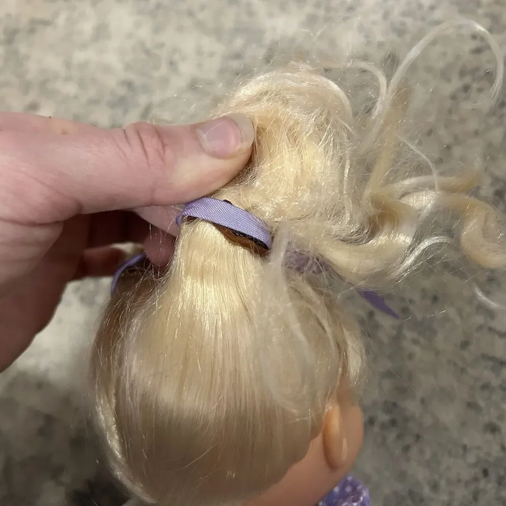 Vintage Simba My Love 90’s Baby Doll Open Close Eyes Blonde Purple Floral READ